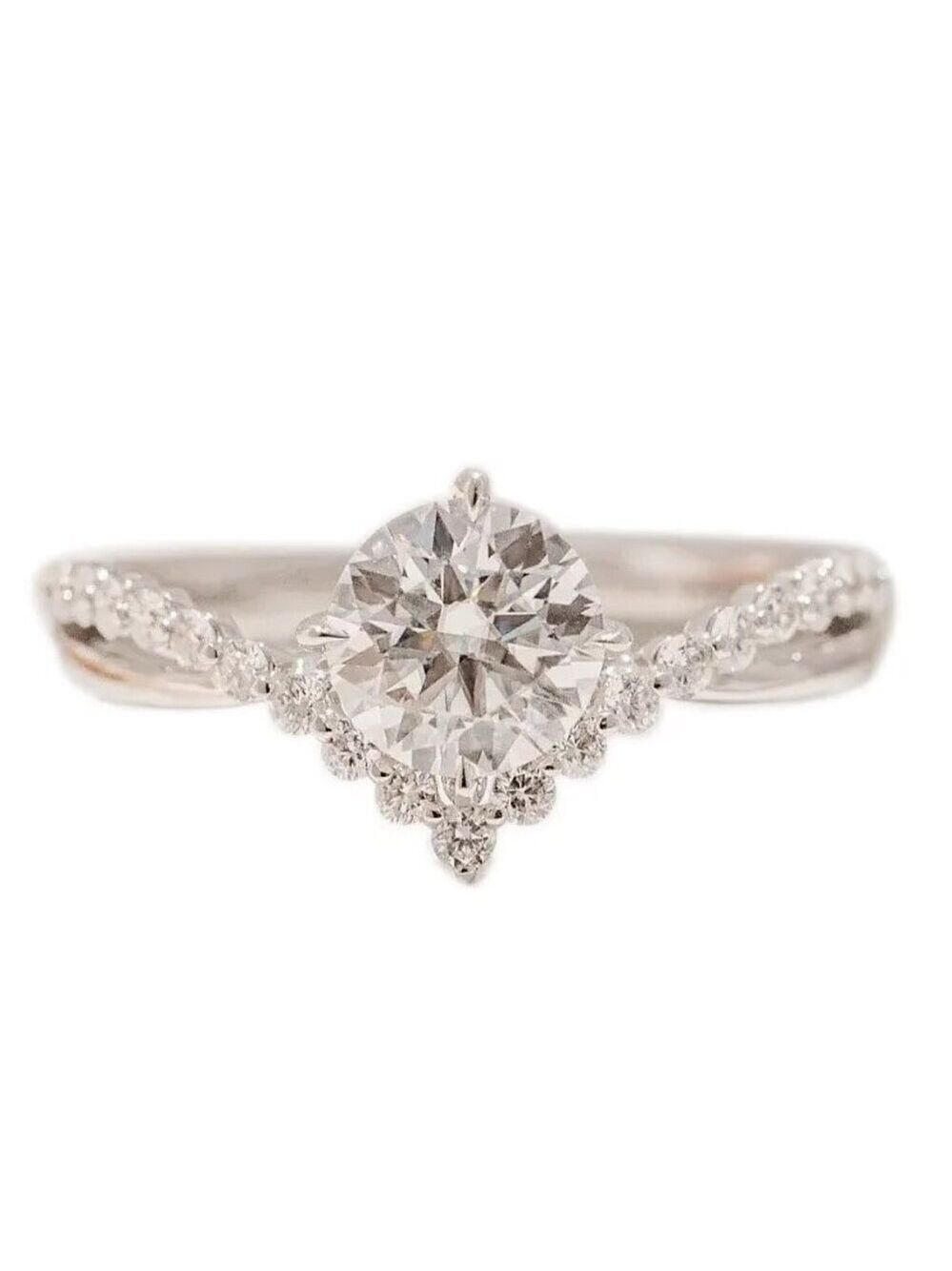 High Quality Moissanite Twisted Band Engagement Ring – Size 8, Sterling Silver